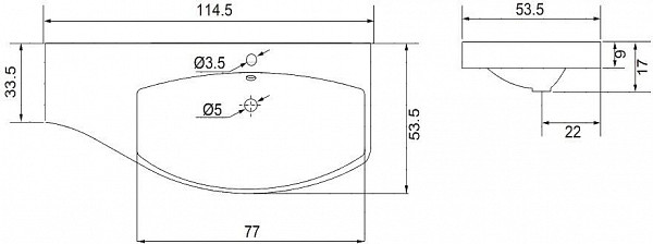 Раковина для тумбы Aquanet Опера 115 R НФ-00007628