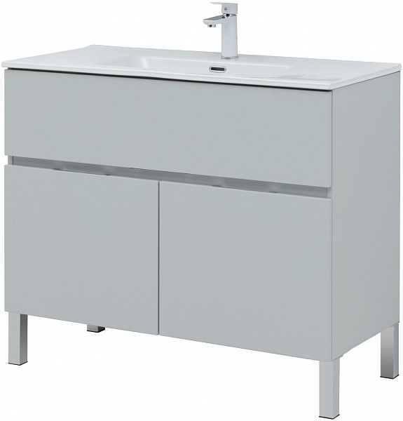 Тумба под раковину Aquanet Алвита New 100 1 ящик, 2 дверцы, серый 00277556
