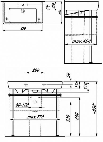 Раковина Laufen Pro 8.1395.6.000.104.1 85 см