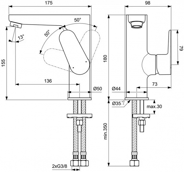 Смеситель Ideal Standard Cerafine O BC555AA для раковины