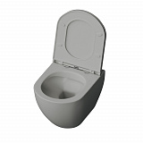 Унитаз GR-4455GMS (490*370*360) СЕРЫЙ МАТОВЫЙ подвесной БЕЗОБОДКОВЫЙ  с тонкой крышкой