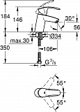 Смеситель для раковины Grohe Eurosmart New 32467002