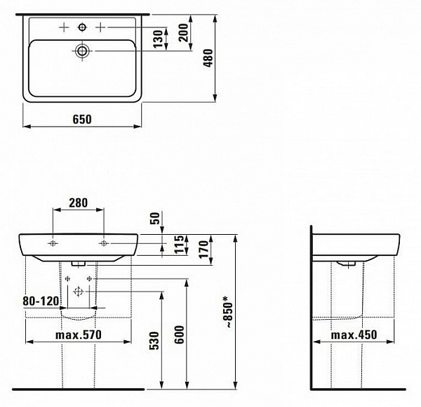 Раковина Laufen Pro 8.1895.3.000.104.1 65 см