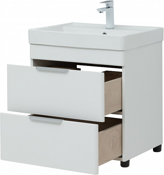 Тумба под раковину Aquanet Ирис new 60 белый глянец (2 ящика) 00310152