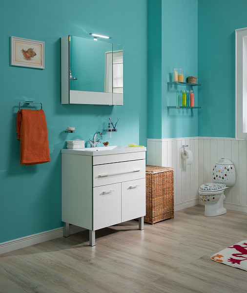 Тумба с раковиной Aquanet Верона 75 белый (напольная 1 ящик 2 дверцы) 00287670