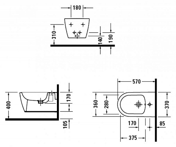 Биде подвесное Duravit ME by Starck 228815