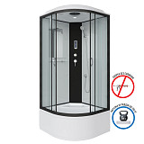 Душ.каб. NG-6708-14P (900х900х2150) высокий поддон(40см) стекло ПРОЗРАЧНОЕ черные профиля 4 места