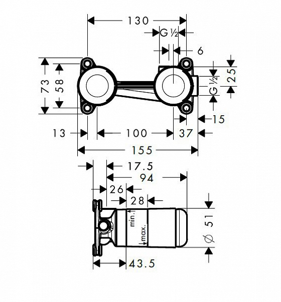 Скрытая часть Hansgrohe Metropol 13622180