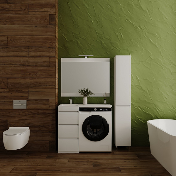 Тумба напольная "Даллас 100" (3 ящ.) Люкс белая, под раковину, PLUS