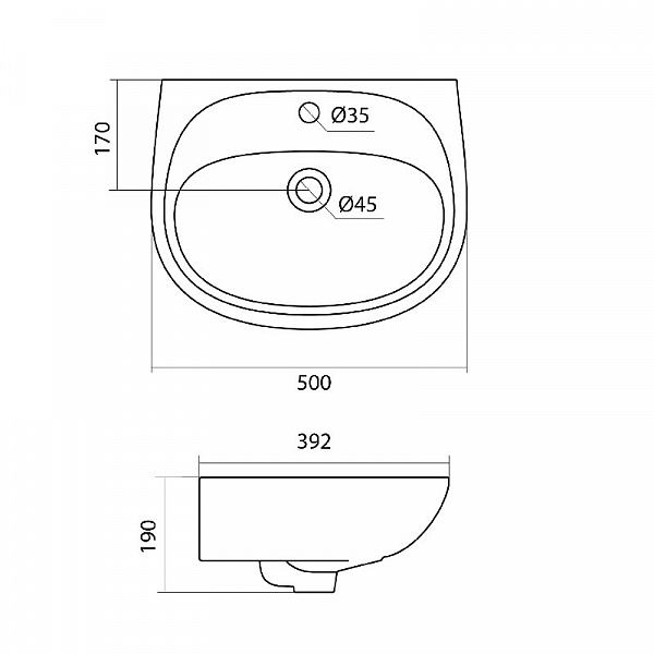 Полукруглая раковина Santek Анимо 50 1WH110496