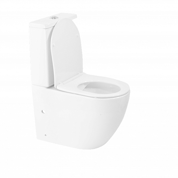 Унитаз-компакт Esfera белый, горизонтальный выпуск,двух режимный слив 3/6 литров, в комплекте с быстросьемным сиденьем микролифт, дюропласт Selena E011WG
