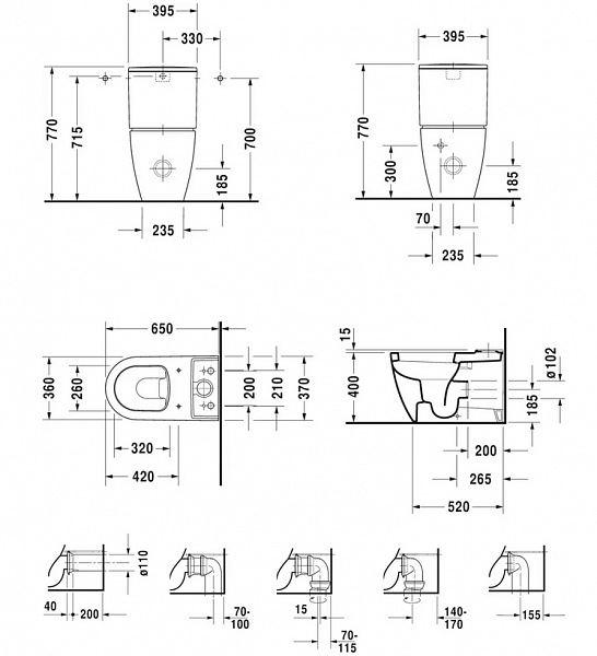 Унитаз-компакт Duravit ME by Starck 2170090000 напольный с бачком 0938100005