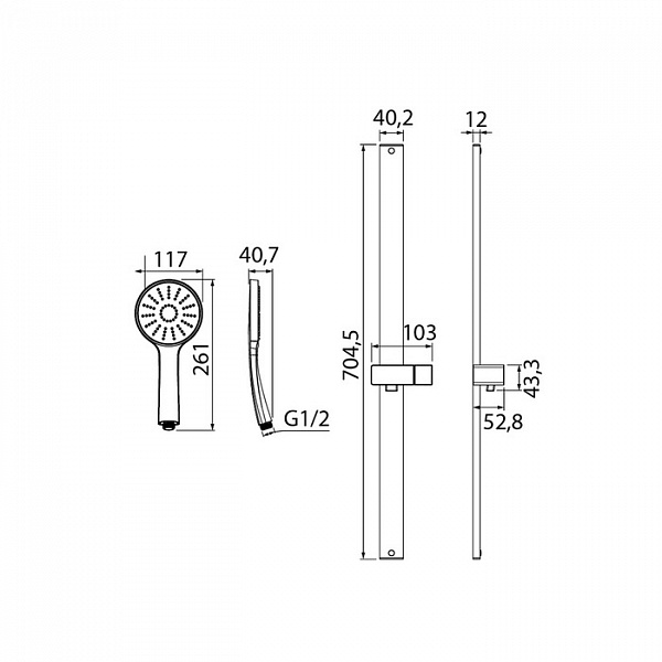 Душевой гарнитур, Slide, черный, IDDIS, SLI1FB0i16