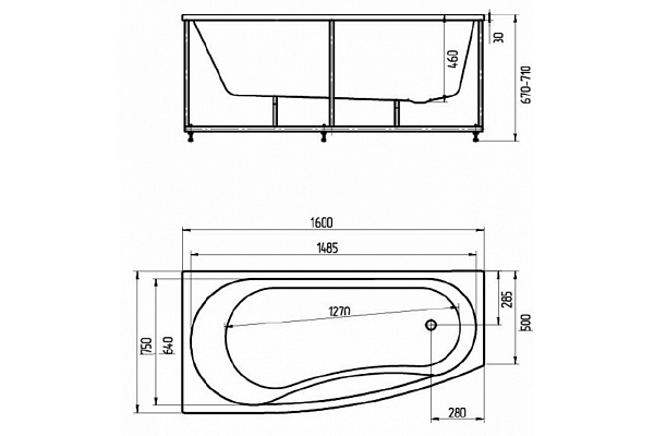 Акриловая ванна Aquatek  Пандора 160x75 PAN160-0000065