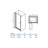 Душевая дверь "KOLLER POOL" одноэлементная  Waterfall Line QP 10  900х1950 прозрачная Transparent  6мм CALC FREE хром