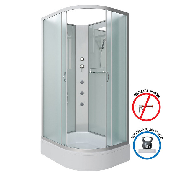 Душ.каб. NG-33984-14LBKG (900х800х2000) средний поддон (26см) стекло МАТОВОЕ 4 места