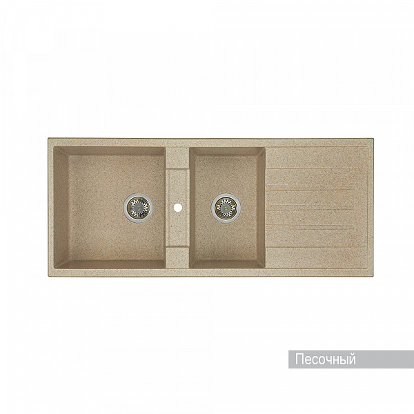 Мойка для кухни Aquaton Торина прямоугольная с крылом и дополнительной чашей песочная 1A712032TR220