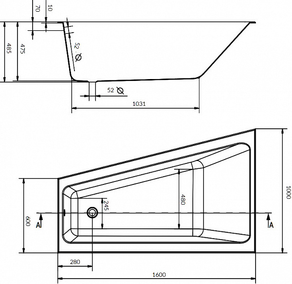Акриловая ванна Cersanit Crea 160x100 P-WA-CREA*160-LNL Левая