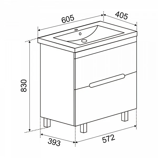 Тумба Emmy Вита 60 с раковиной Фостер