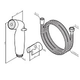 F0202032 Гигиеническая лейка со шлангом и держателем, хром, шт.