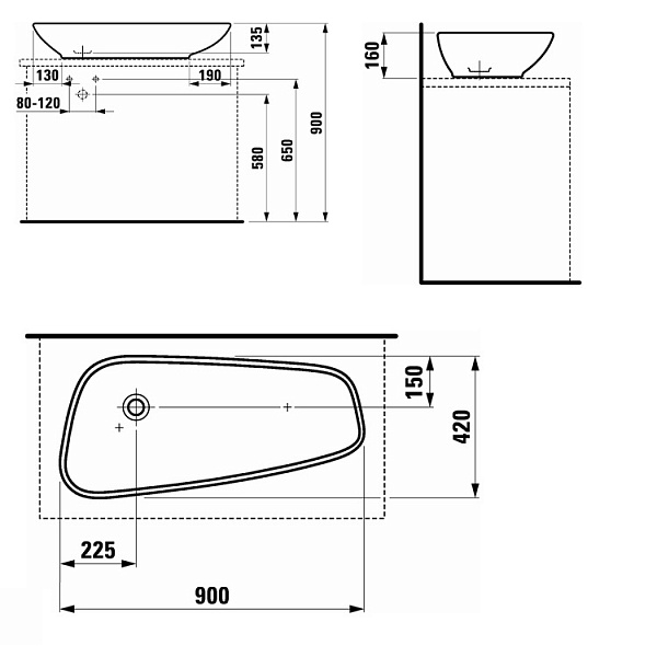 Раковина Laufen Palomba 8.1680.1.000.112.1 90 см