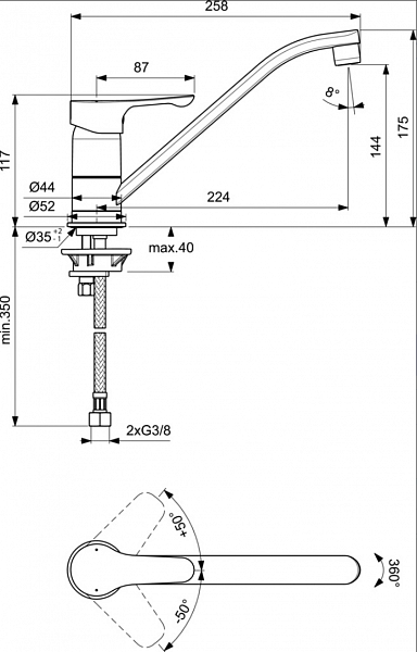 Смеситель Ideal Standard Alpha BC490AA для кухонной мойки