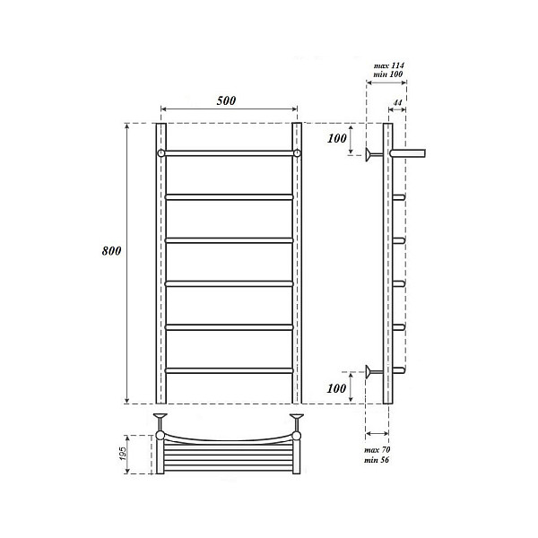 Полотенцесушитель водяной Point Афина PN04158P П5 500x800 с полкой, хром