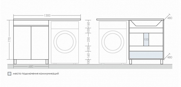 Тумба под раковину Санта Марс 70 см 700265