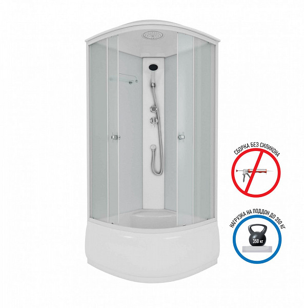 Душ.каб. NG-8308-14 (900х900х2100) высокий поддон(40см), стекло МАТОВОЕ белые профиля 4 места