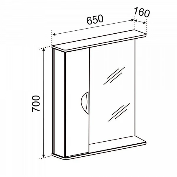 Зеркало со шкафчиком Emmy Милли (Универсальное) 65х70