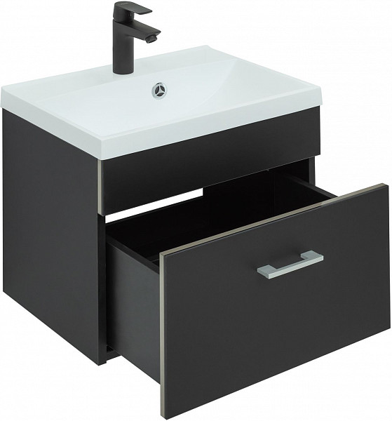 Тумба под раковину Aquanet Верона 50 черный матовый 00272430