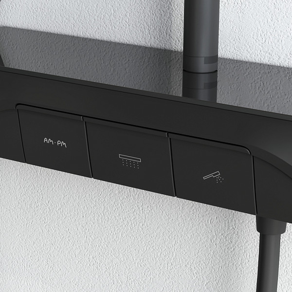 F078F222 Func, душ. система: см-ль-полка д/душа с ТМС: душ.штанга, верхн. душ квадр., ручн.душ, черн