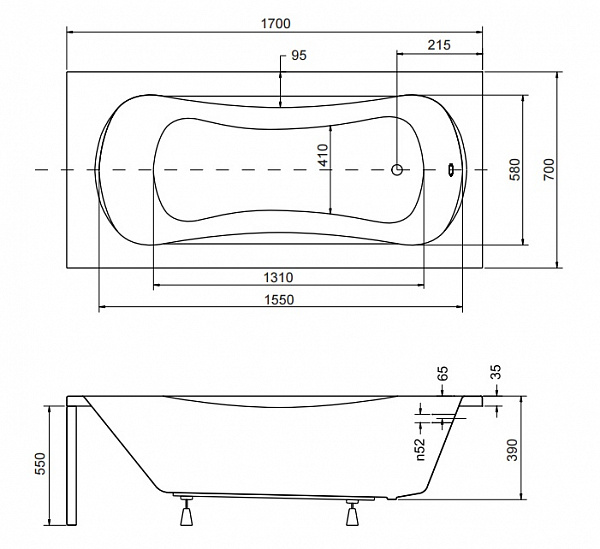 Акриловая ванна Besco Aria 170x70 WAA-170-PA