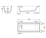 Ванна чугунная Delice Eclat 1700х700 с антискользящим покрытием