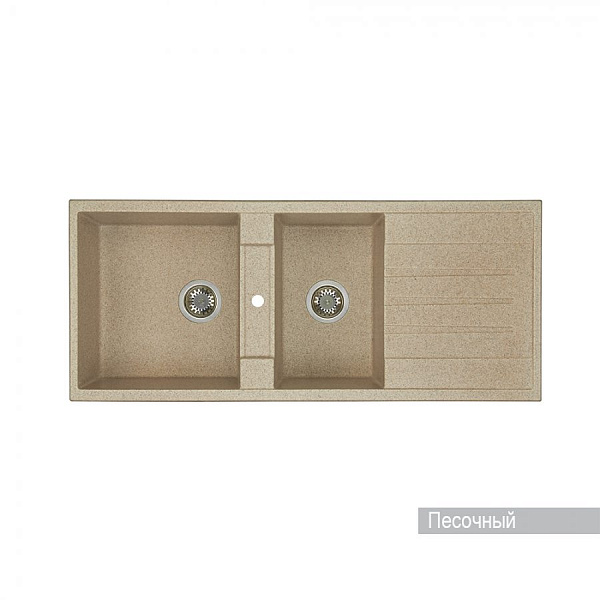 Мойка для кухни Aquaton Торина прямоугольная с крылом и дополнительной чашей песочная 1A712032TR220