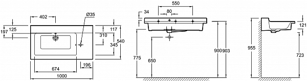 Подвесная раковина-столешница Jacob Delafon Soprano 100х54 см EXK122-00