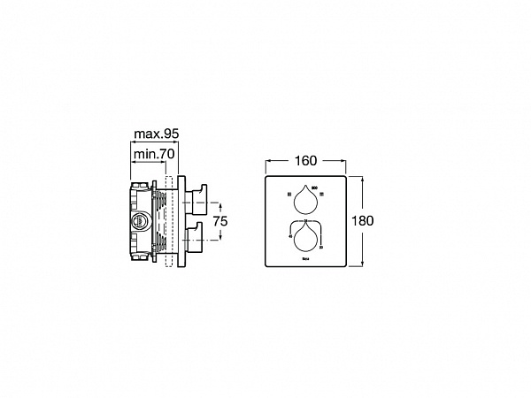 Смеситель Roca Insignia для ванны-душа скрытого монтажа 5A0C3AC00