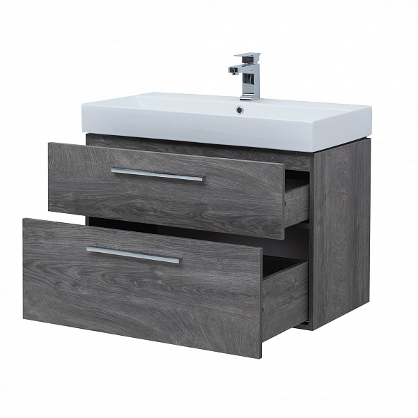 Тумба под раковину Aquanet Nova 85 (Slim Synergy) дуб рошелье, 2 ящика 00249921