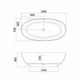 Ванна из искусственного камня Azario SOLID SURFACE 180х93х56, с хромированным сифоном