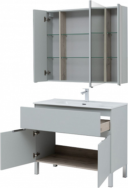 Мебель для ванной Aquanet Алвита New 100 1 ящик, 2 дверцы, серый 00273990