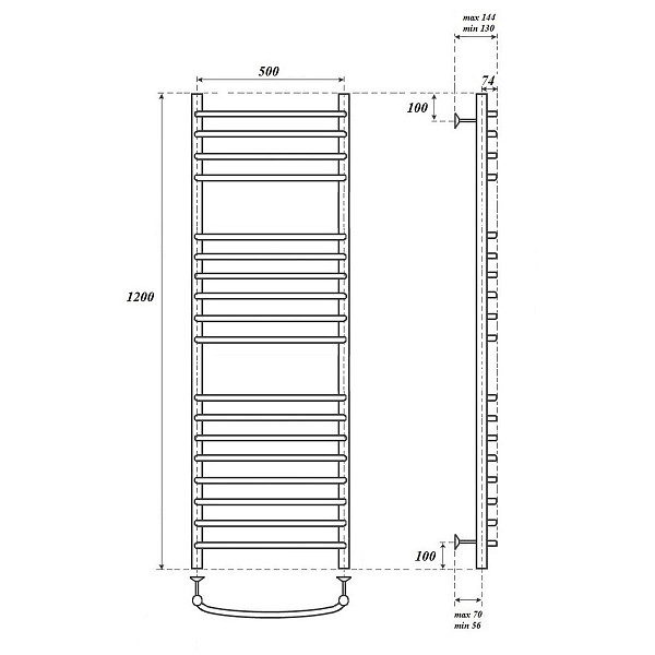 Полотенцесушитель электрический Point Альфа PN05152SE П18 500x1200 левый/правый, хром