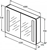 Зеркальный шкафчик Ideal Standard Mirror&Light T3389AL