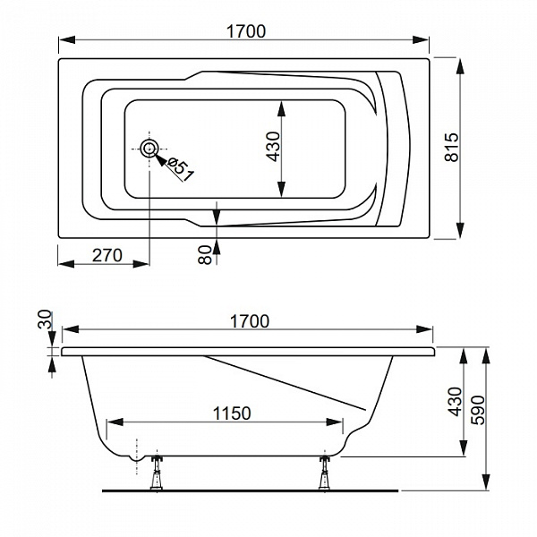 Акриловая ванна Vagnerplast Max Ultra 170x82 VPBA178ULM2X-04