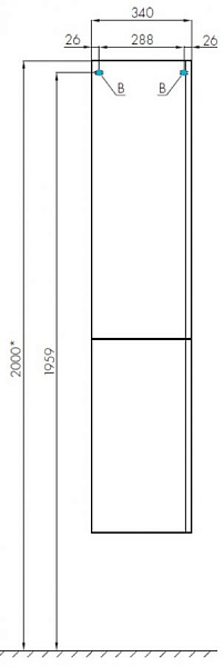Шкаф-пенал Акватон Беверли 34x160 1A235403BV01R правый