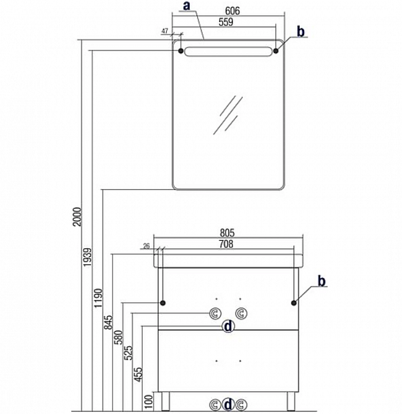 Тумба под раковину Акватон Америна 76 см 1A169401AM950