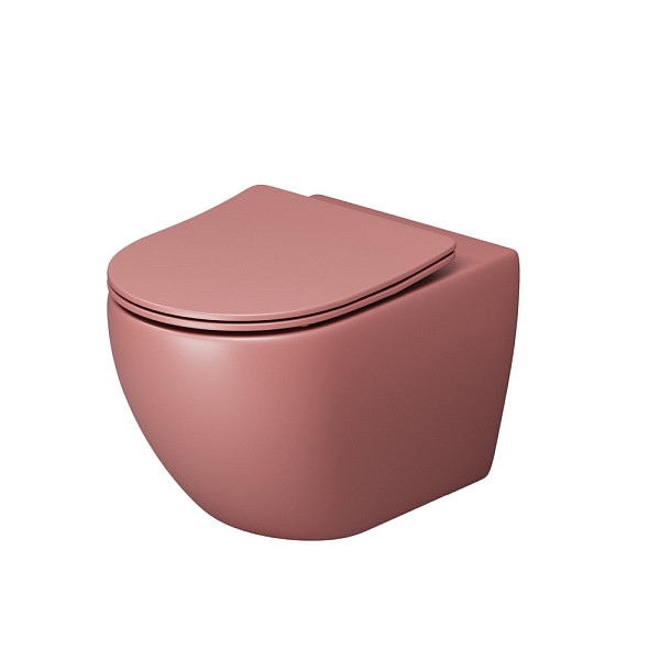 Унитаз GR-4411PIMS Color (550*360*375) РОЗОВЫЙ МАТОВЫЙ подвесной БЕЗОБОДКОВЫЙ