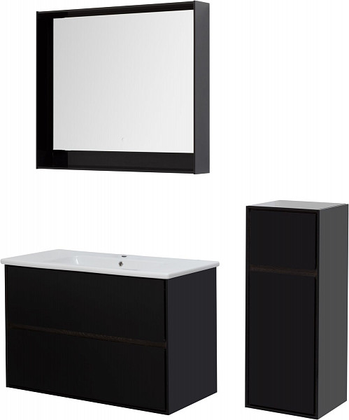 Тумба под раковину Aquanet Милан 100 черный глянец 00269299