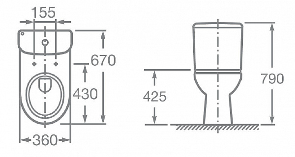 Унитаз Roca Access с косым выпуском 34P23900Y