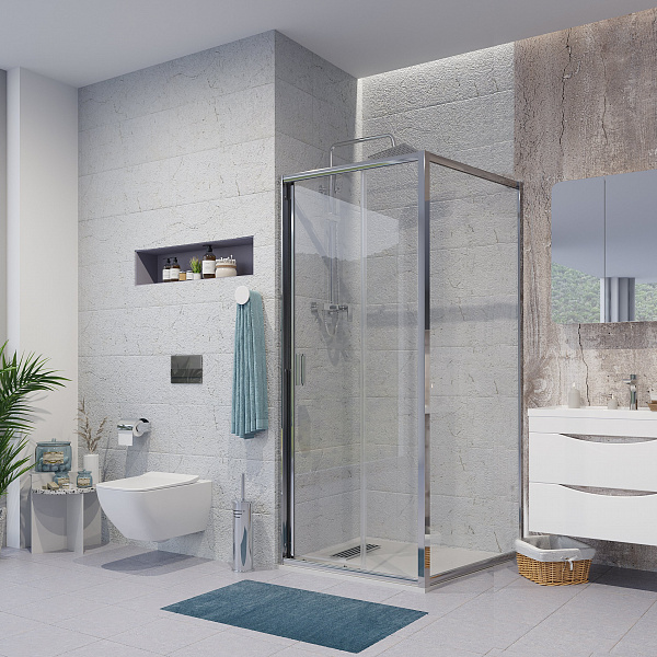 Душ.ограждение NG-62-8A-A100 (80*100*190) прямоугольник, дверь раздвижная, 2 места