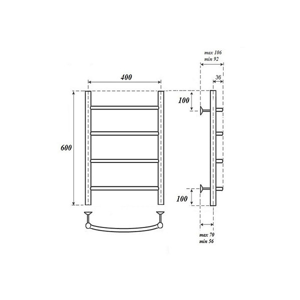 Полотенцесушитель электрический Point Афина PN04146E П4 400x600 левый/правый, хром